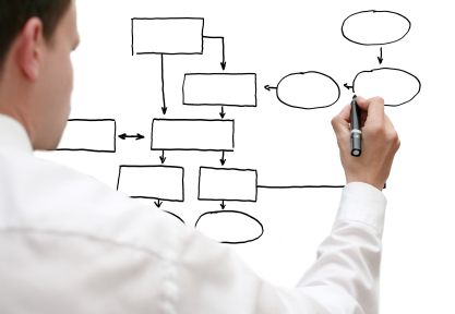 Hombre de negocios diagramando